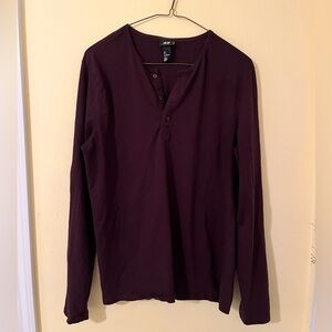 Burgundy Long Sleeve Henley Shirt